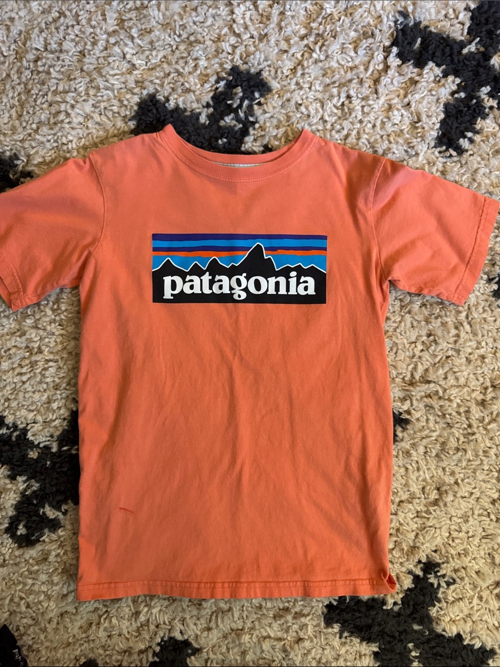 Patagonia Kids Orange Logo Short Sleeve Tee